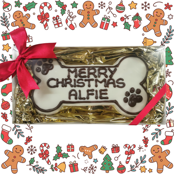 XL Personalised Christmas Bone Biscuit - Gift Boxed