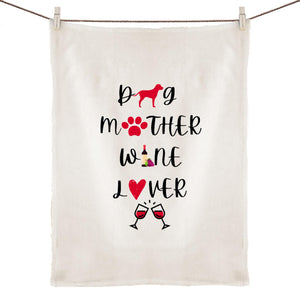 100% Linen Tea Towel - Dog Mother Wine Lover