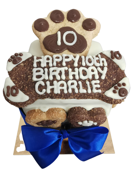 Dog Birthday Cake - Charlie Design Paw/Bone ADELAIDE PICK UP ONLY